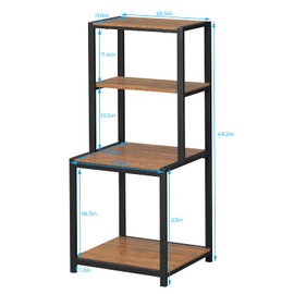GreenForest Printer Stand with 4 Tier Storage Space, 49.2 inch Large Tall Side Table for Home Office Organization, Stable Small Corner Shelf for CPU, File, 3D Printer, Walnut