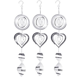 3 Sets Bird Frighten Devices for Outside, 3D Reflective Stainless Steel Wind Spinners Discs Bird Reflectors to Keep Woodpeckers, Pigeons Away from Window House Patio Yard Orchards