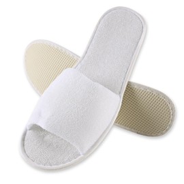 FRANZ MENSCH Hygonorm Classic Slippers, Open, Polyester, White, Universal, Standard, L: 31 cm, W: 11 cm, H: 1 cm, Hotel Slippers, Disposable Slippers, Guest Shoes, Pack of 100
