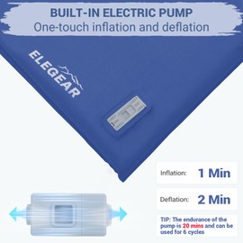 Elegear Self Inflating Sleeping Pad, Built-in Electric Pump 3.15" Ultra-Thick Memory Foam Camping Mattress Pad with Pillow Double Sleeping Pad for Camping R-Value 9.5 Foam Camp Pad for Car/Traveling