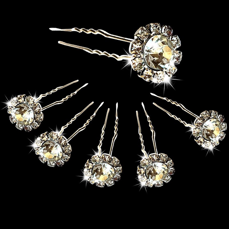 Trimming Shop Crystal Hair Pins Flower Design For Wedding, Bridal