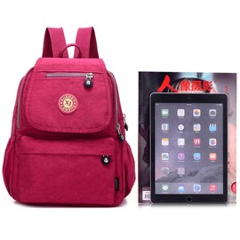 XUEREY Women's Small Handbag Nylon Shoulder Bag Casual Day Pack Multi-Pocket Casual Waterproof Nylon Bags Travel School Bag Laptop Backpack (Rose)
