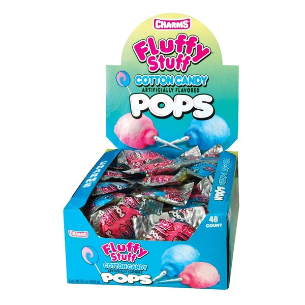 Fluffy Stuff Cotton Candy Pops (48 Count Box of 0.62