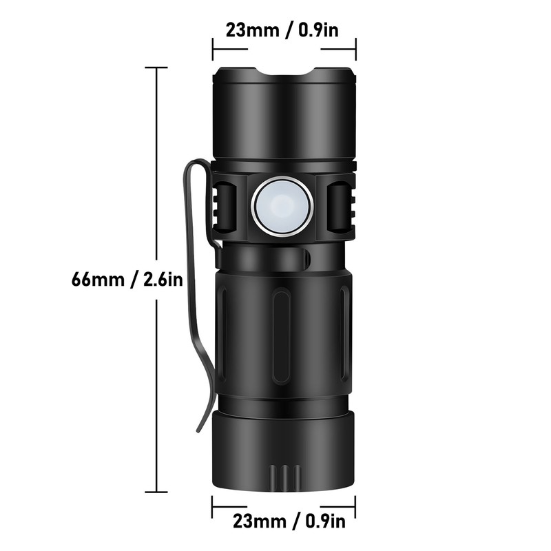 800LM Mini Flashlight Small Pocket EDC Light USB Rechargeable Keychain