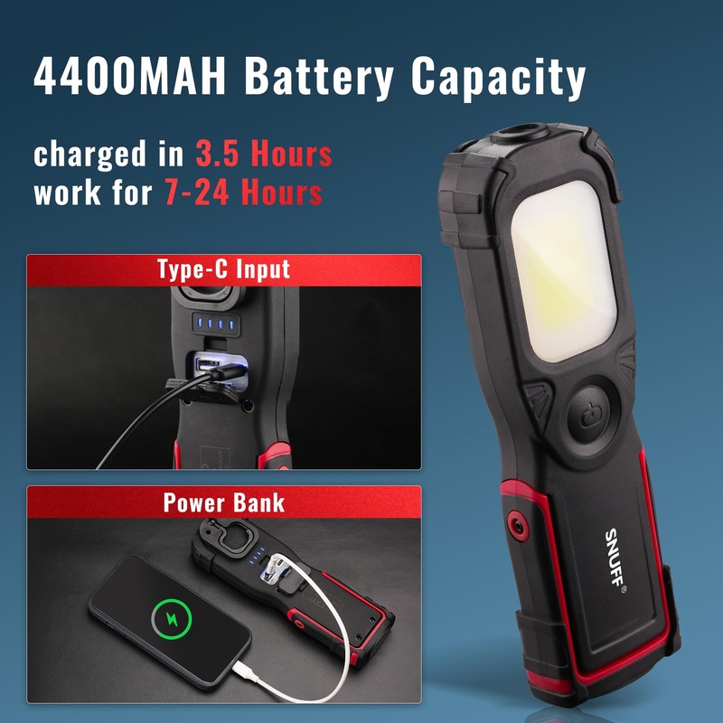 SNUFF Magnetic Work Light Rechargeable, 1000LM LED Work Light with