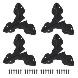 TA-VIGOR 24Pcs Metal Corner Protectors, 33 x 33 x 33mm Edge Guard Decorative Corner Bracket, Black Angle Brace Cover for Tables Chests Suitcase Jewelry Box, with 144Pcs Screws
