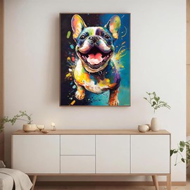 PUAGEMTI 5D Diamond Painting Kits French Bulldog Diamond Painting DIY Diamond Handmade Painting Kits Adult Dog Home Bedroom Decor Diamond Art Crafts 12x16 inch