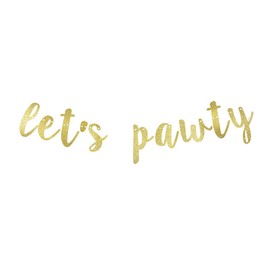 Let's Pawty Banner, Pet Dogs Puppies Birthday Decorations Pet Dogs Party Gold Gliter Paper Backdrops