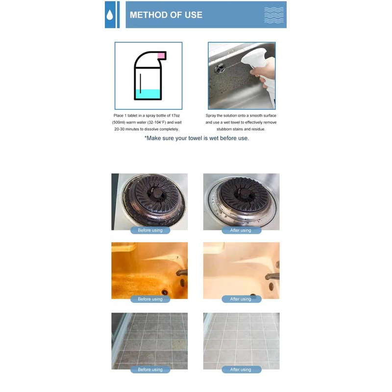CARBON Hypochlorous Acid Effervescent Cleaning Tablets for Food-Grade 3D Printed