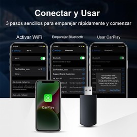 Adaptador Inalámbrico para CarPlay 2025 Mejorado, Convierte CarPlay Con Cable de Original a Inalámbrico, Adaptador Inalámbrico Plug and Play para CarPlay, Conexión Inalámbrica Sin Interrupciones