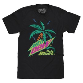 Tee Luv Men's MTN Dew Baja Blast Shirt - Tropical Mountain Dew Soda Graphic Tee, Black, S
