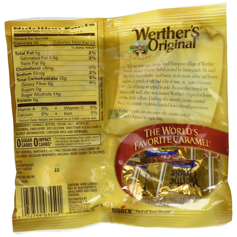 Werther's Original Sugar Free Hard Candies 1.46 Oz (3 Pack)