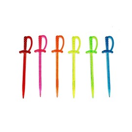 100pcs Assorted Color Disposable Plastic Fruit Sword Picks Food Toothpicks Cocktail Sticks Party Decoration Supplies for Dessert, Appetizer and Drinks