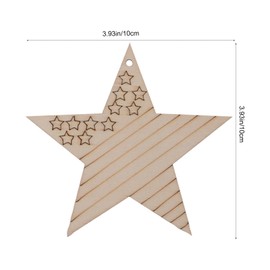 Operitacx 10 Stück Holz-Sternausschnitte Unvollendete Gedenktag-Baumschmuck Patriotische Holzornamente 4. Juli- Sternverzierungen