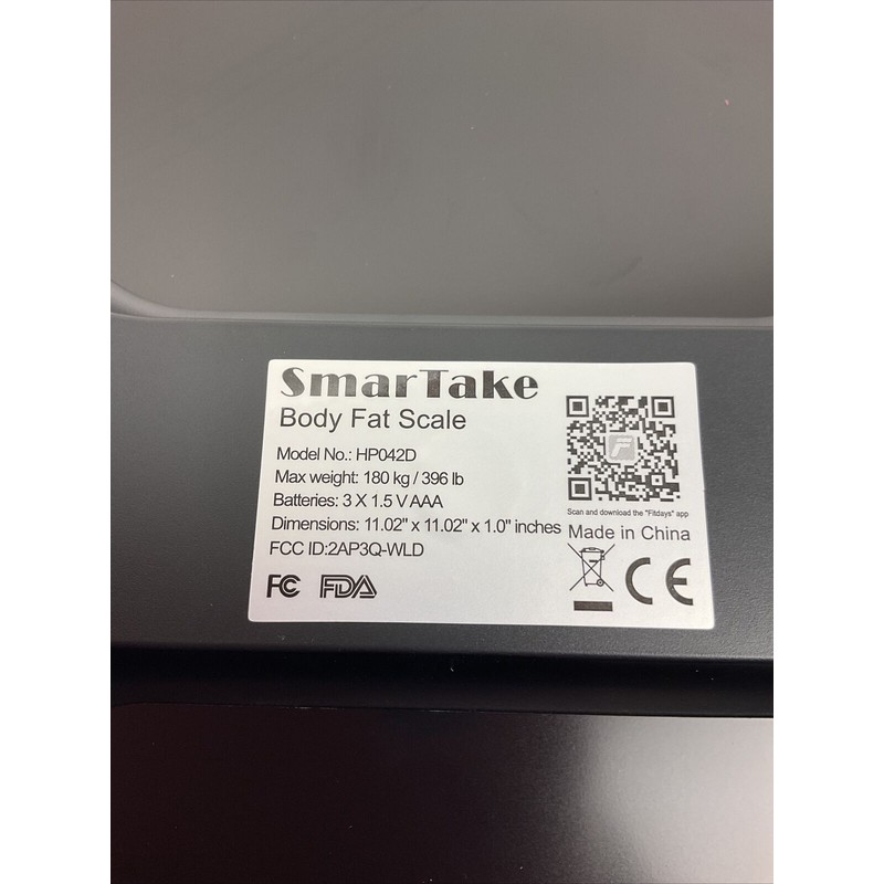 Smartake Body Fat Scale Bluetooth Body Composition Analysis Black NIB