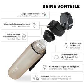 720°DGREE UberBottle Children's Drinking Bottle 350 ml Leak-Proof, BPA Free, for School, Nursery, Girls & Boys from 3 Years - Small Water Bottle - Lightweight, Fruit Container, 350ml