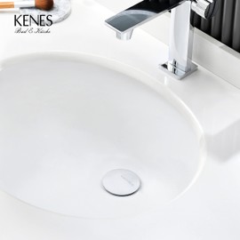 KENES Universal Drain Fitting Without Overflow Chrome, Pop Up Drain Valve for Sink and Washbasin, Push-Open Valve Drain Fitting, Brass Click-Clack Drain