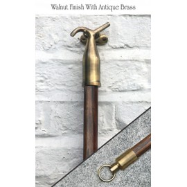 Sash window Pole Hook, for opening Sash, Compatible with VELUX® Roof Windows, Attic & Loft Hatch, blinds Skylight, Fanlight - (Antique Brass & Walnut)