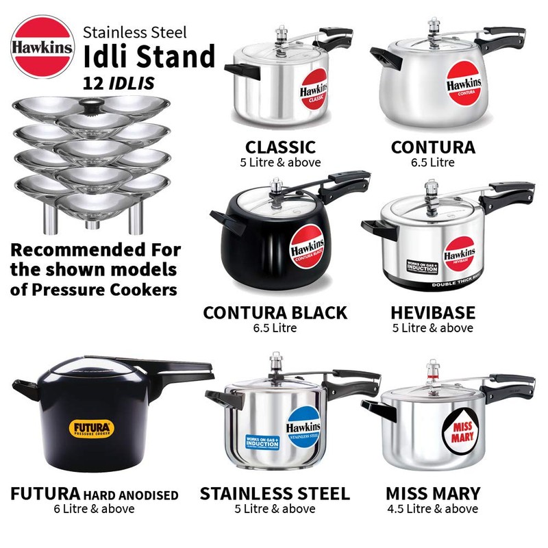 Hawkins Stainless Steel Idli Stand - 12 Idlis, (For 5