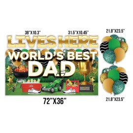 VictoryStore Father's Day Oversized EZ Yard Cards World's Best Dad Yard Sign, Green & Gold