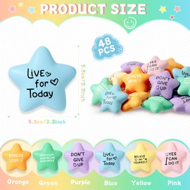 Libima 30 Pcs Motivational Star Stress Balls for Kids and Adults 2.2 Inch Stress Relief Ball with Quotes Colorful Foam Inspirational Hand Exercise Toys for Relieve Anxiety School Reward Favors
