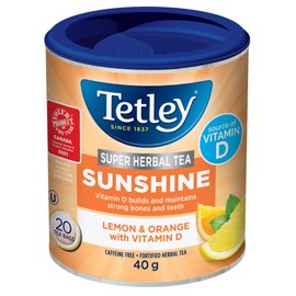 Tetley Super Herbal Sunshine Tea: Lemon & Orange with Vitamin D - 20 Tea Bags, 40 Grams, Naturally Caffeine Free