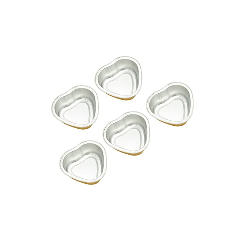 Cuenco para Cera Derretida Corazón Dorado Metal, 5 Piezas Depilación
