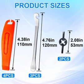 Pndeyo Bike Tire Repair Kit, 4pcs Plastic Bike Tire Lever & 3pcs Stainless Steel Tyre Spoon & 2pcs Valve Core Wrench, Lightweight Bike Tire Removal Repair Tool for Road Mountain Bike