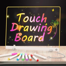 LED Note Board Drawing Board for Kids, Light Up Dry Erase Board with Touch Control,Doodle Glow Drawing Pad with Colorful Markers,Christmas Birthday Gift for Kids Girls Boys Women /(11.8"x9.4") (White)
