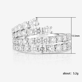 14K Wihte Gold Plated Half Eternity Cocktail Statement Rings for Women's 925 Silver CZ Cubic Zirconia Wedding Band Statement Prom Shiny Diamond Engagement Rings for Women Jewelry Size 9#