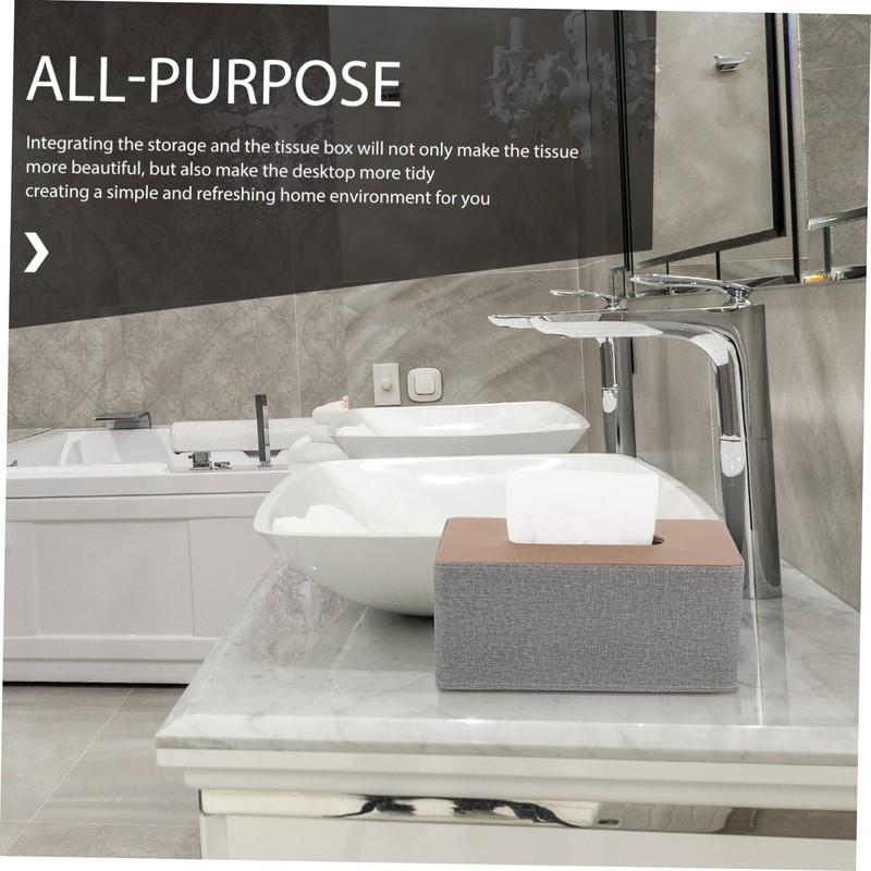 Ipetboom Rectangular Tissue Box Cover with PU Leather and Lint