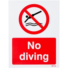 Caledonia Signs 13614E No Diving Sign, 200 mm x 150 mm, Rigid Plastic,grey