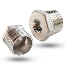 3/4" NPT Male to 1/4" NPT Female Reducer Bushing, 304 Stainless Steel Pipe Hex Bushing NPT Male to Female Reducing Adapter Pipe Fitting for Reducing Pipe (3/4mnpt x 1/4fnpt)