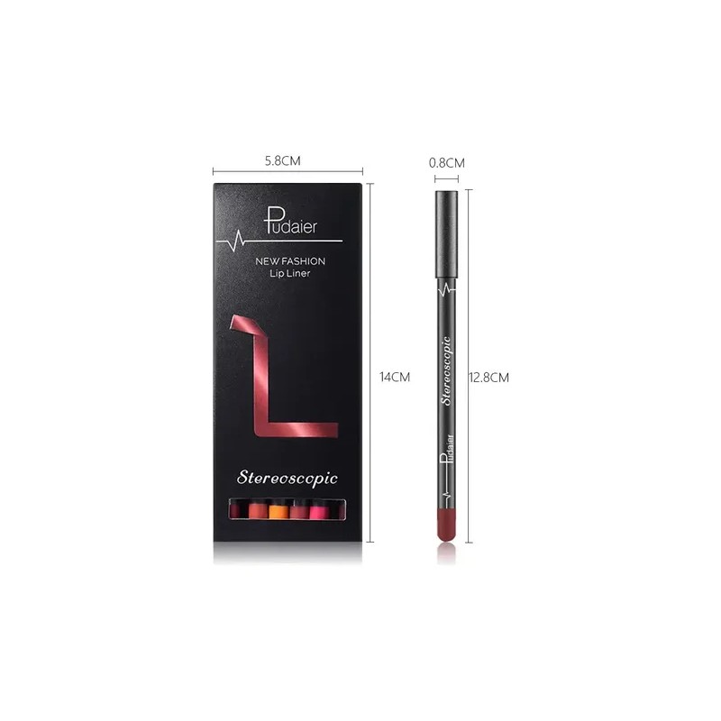 Juego De Delineador De Labios Impermeable Mate Sexy De 12pcs