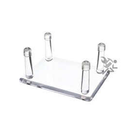 New Clear 3.4" Small 4 Four-Peg Acrylic Display Stand Holder with Vinyl Anti-Scratch Cap Guards for Fossils, Minerals, Rocks, Geodes, Duck and Goose Water Fowl Hunting Decoys (Qty 4)