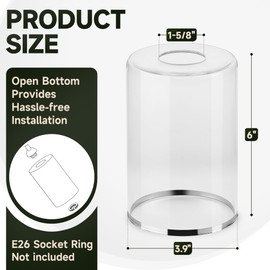 Clear Glass Light Shade with Silver Trim - 1-5/8" Fitter Opening - Replacement for Chandeliers, Wall Sconces, Pendant Lights，Vanity & Ceiling Lights - Vintage Style Decor (4 Pack)