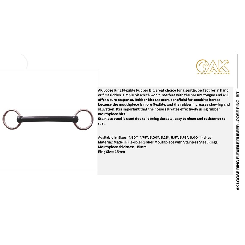 AK Loose Ring Flexible Rubber Mullen Mouth Loose Ring Snaffle