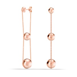 LeCalla 14K Rose Gold-Plated 925 Sterling Silver Classic Ball Triple Drop Dangle Earrings for Women Teen