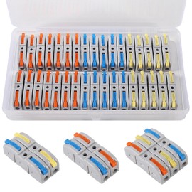 34pcs Quick Connect Electrical Splicing Wire Connectors Kit Lever Wire Connectors Compact Butt Splice Inline Terminals AWG 28-12 1 in 1 Out Insulated Terminal for Home Terminal Block Connector