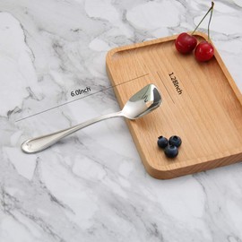 Dessert Spoons,18/10 Stainless Steel Spoon Set of 4, Square Head Ice Cream Spoons for Tea, Dessert, Sugar