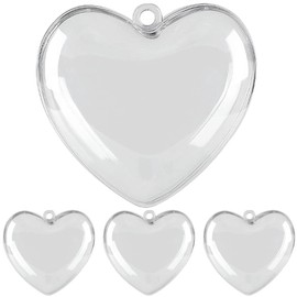 BESTOYARD Clear Hollow Ball Heart Shape Ornament Ball Diameter 12cm Christmas Ornament Fillable Clear Hollow Ball Christmas Decoration Ball DIY Craft Hanging Decor Set of 4