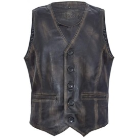 Infinity Leather Men's Goat Suede Classic Smart Soft Leather Vest, Black vintage