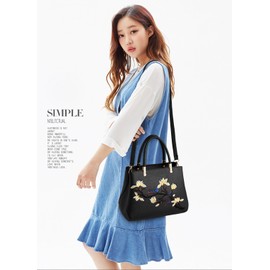 NICOLE&DORIS Fashion Sweet Handbag Women Crossbody Shoulder Bag Purse Tote Commuter PU Leather Black