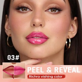 Hot Fuchsia Peel Off Lip Gloss Tattoo and Lip Oil, Lip Stain Peel Off Masque - Peel Off Lip Tint ,Long Lasting Waterproof Transfer-proof Lip Mask Lip Gloss Peel Off Lip Liner,Stay Lip Makeup 03#