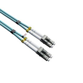 rhinocables - LC to LC OM4 Fibre Optic Cable | 50µm/125µm Multi Mode Duplex | Aqua LSZH Jacket for Safety | Low Insertion Loss | Enhanced Bandwidth | 3.0mm Diameter, 5m