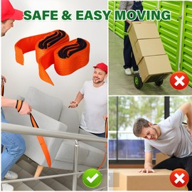 Moving Lifting Straps, 2-Person Lifting Strap, Furniture Carrying and Moving System with 1 Person Adjustable Lifting Handle Straps for Moving Furniture, Appliances, Mattresses