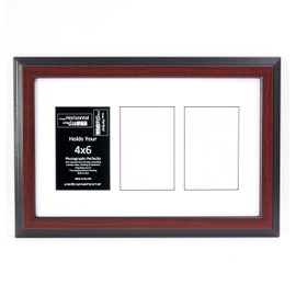 Creative Letter Art Collage 3-4x6 Opening Mahogany Picture Frame with Full Strength Glass and 10x16 White Mat