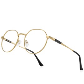 RB.Pilot Classic Round Polygon Reading Glasses for Men Women Light Blocking Computer Readers Spring Hinge Metal Frame