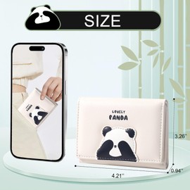 Sunwel Fashion Cute Panda Wallet Small Cash Pocket ID Window Card Holder for Women Girls, CREAM, Cute