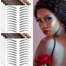Eyebrow Tattoo Stickers!66 Pairs Newly Improved Black Realistic 4D Fake Eyebrows,Popular Eyebrow Shapes,Suitable Sizes,Lifelike Imitation Eyebrows,Eyebrow Transfers Sticker